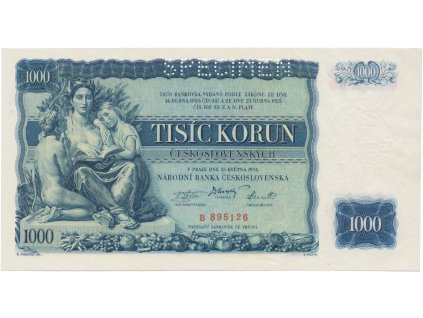 78448 1000 koruna 1934 specimen hej 27a s1