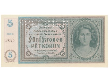 78676 5 koruna b d 1940 serie b specimen hej 31a s1