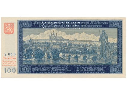78688 100 koruna 1940 i vydani serie b specimen hej 32a s1