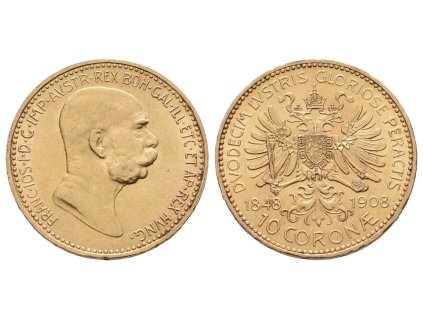 79950 10 koruna 1908 jubilejni