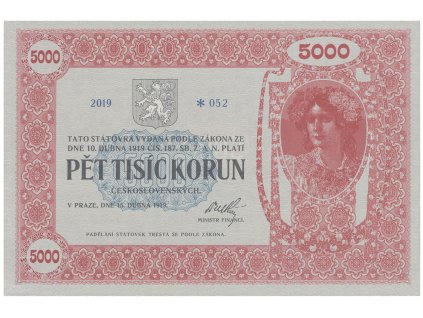 81004 5000 koruna 1919 2019