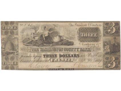 USA - Maine, 3 Dollar 1834