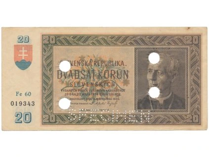 20 Koruna 1939, série Fe 60, Hej.47a2.S3