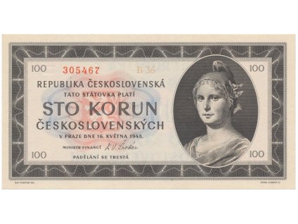 100 Koruna 1945, série B 36, Hej.77a