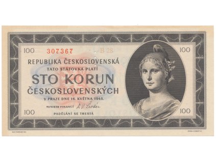 100 Koruna 1945, série B 28, Hej.77a.S1