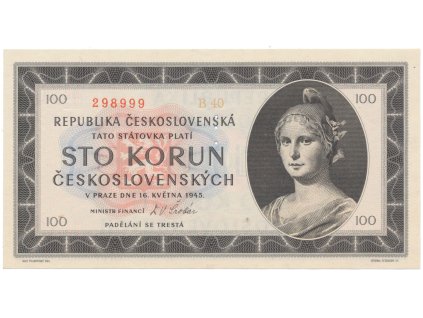 100 Koruna 1945, série B, Hej.77a.S1