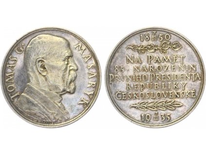 Masaryk, AR medaile 1935 - 85. výročí narození T. G. Masaryka, 42 mm, lesklá