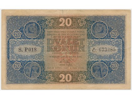 12357 12357 ceskoslovensko 20 koruna 1919 serie p hej 10a