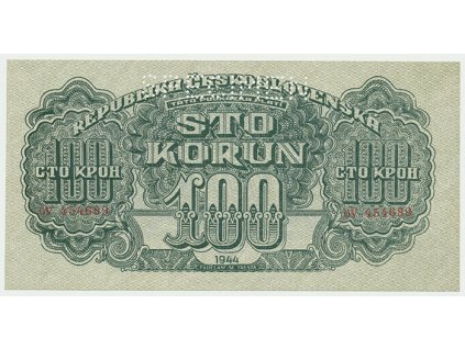 17178 17178 ceskoslovensko 100 koruna 1944 chybotisk tato perf 1x specimen hej 59ach1 s1