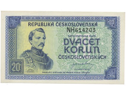 17274 ceskoslovensko 20 koruna b d 1945 hej 72a