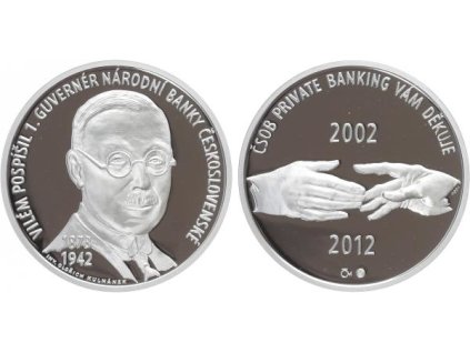 AR Medaile 2012 - 10. výročí ČSOB, Ag 0,999, 34 mm (16 g), etue, certifikát, PROOF