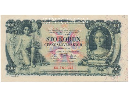 Československo, 100 Koruna 1931, perf. 1x SPECIMEN, Hej.25b1.S1