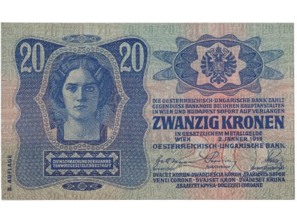 1824 rakousko uhersko 20 koruna 1913 ii vydani bez pretisku hej ru11a