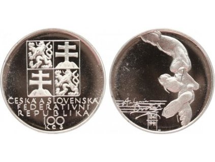 100 Kčs 1991 - Antonín Dvořák, PROOF