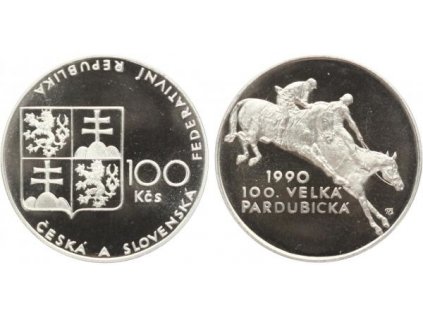 100 Kčs 1990 - Velká Pardubická, PROOF