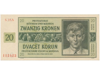 1935 1935 protektorat cechy a morava 20 koruna 1944 serie a tisk nbcm hej 40a