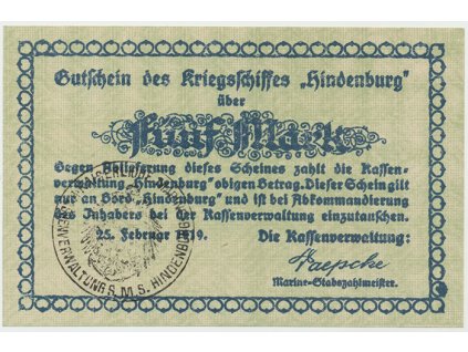 19437 19437 nemecko nouzovky kriznik hindenburg 5 mark 25 2 1919
