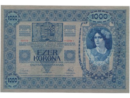 Rakousko - Uhersko, 1000 Koruna 1902, podtisk šedorůžový, bez přetisku, Hej.RU5b