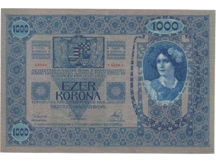 Rakousko - Uhersko, 1000 Koruna 1902, kontr. číslo 04000, bez přetisku, Hej.RU5b