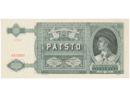 1971 slovensko 500 koruna 1941 serie 3cf hej 52a neperforovana