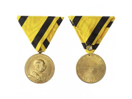 Čestná medaile za čtyřicetileté věrné služby na vojenské stuze, bronz zlacená, neznač