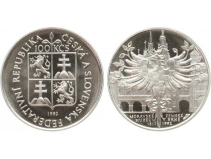 100 Koruna 1992 - Moravské zemské muzeum, PROOF