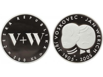 23358 23358 200 kc 2005 jiri voskovec a jan werich proof