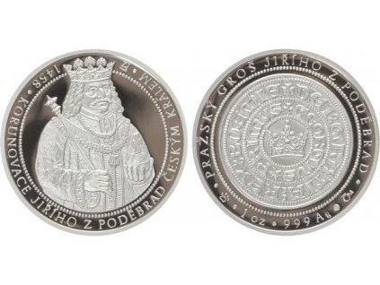 AR Medaile b.l. - 550 let od korunovace Jiřího z Poděbrad českým králem, PROOF