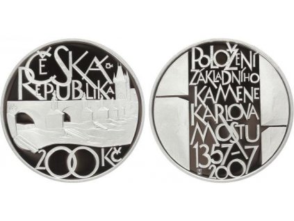 2532 2532 200 kc karluv most 2007 proof 650 vyroci polozeni zakladniho kamene