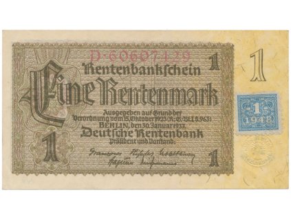 Německo - NDR, 1 DM 1948, kolkovaná, říšský 8-m číslovač, Ros.330b
