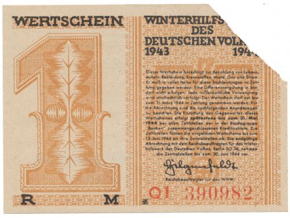 Německo - Winterhilfe, 1 Reichsmark 1943/1944