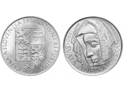 2868 2868 50 kcs 1990 svata anezka ceska