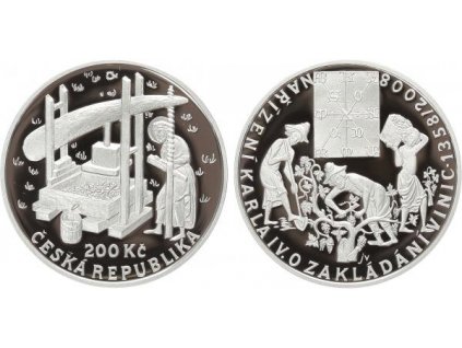 2955 2955 2955 200 kc 2008 narizeni karla iv o zakladani vinic proof