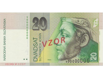 20 Koruna / 20. 10. 2006, V 00000000, bankovní vzor, Hej.SK48V1, BHK.SK7g    N/UNC