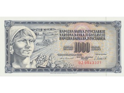Jugoslávie, 1000 Dinara 1981, P.92d