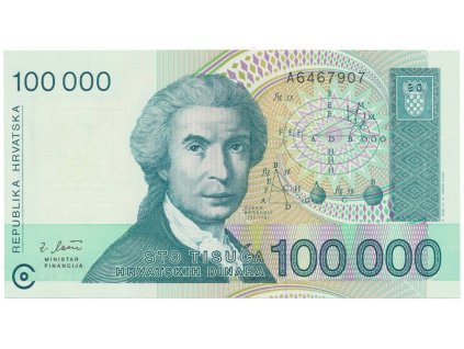 34749 34749 chorvatsko 100 000 dinar 1993 p 27a