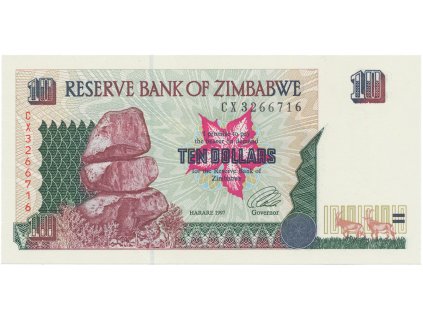 38364 zimbabwe 10 dollars 1997 p 6a