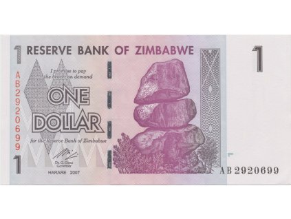 38406 38406 zimbabwe 1 dollar 2007 p 65