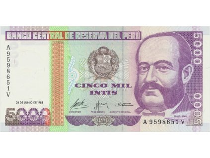 40086 40086 peru 5000 intis 1988 tisk g d p 137