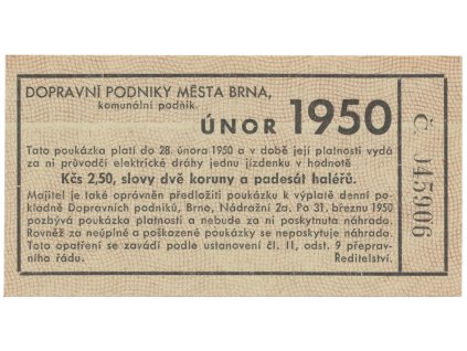 40938 40938 brno elektricke drahy 2 50 kcs unor 1950 hh 16 1 13a