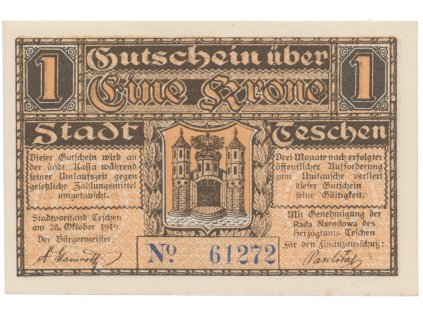 Teschen / Cieszyn (Těšín) - město, 1 K  25. 10. 1919, HH.217.4.3a