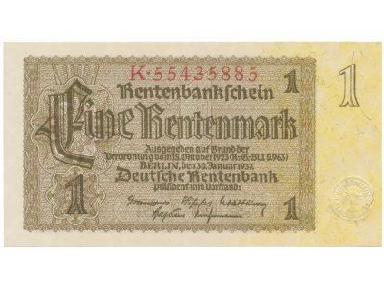 Německo, 1 Rentenmark 1937, říšský číslovač, BHK.D11b