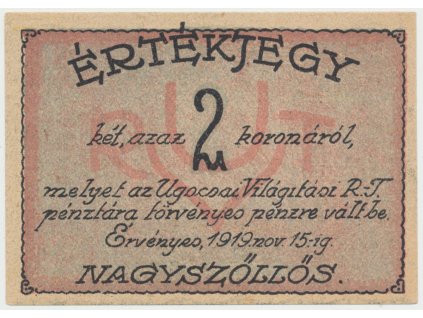 Nagyszöllös (Sevluš - Mukačevo) - elektrár. akc. spol., 2 K  1919, HH.143.1.10
