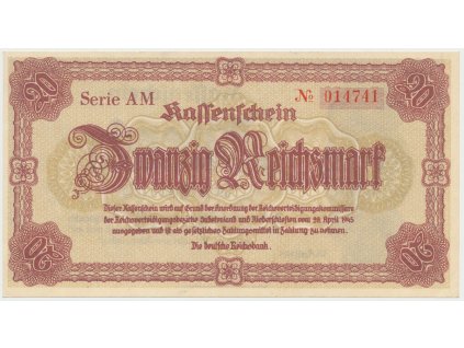 Reichenberg (Liberec) - Deutsche Reichsbank, 20 K  28. 4. 1945, série AM, HH.188.1.1a