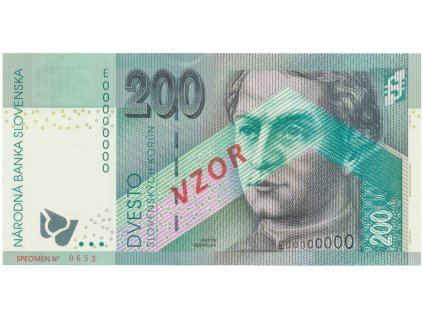 200 Koruna / 1. 6. 2006, E 00000000, bankovní vzor, Hej.SK46V1, BHK.SK13cE    N/UNC