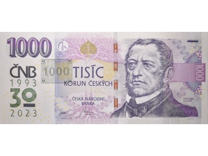 1000 Koruna 2008/2023, série R 94, s pamětním přítiskem 30 let ČNB,1993-2023