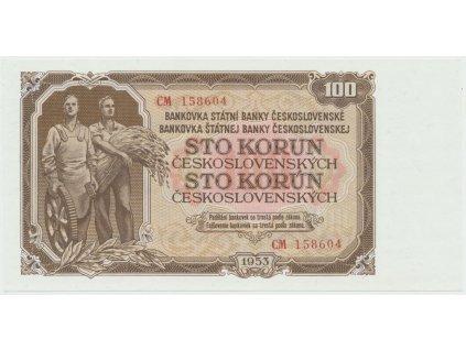 Československo, 100 Koruna 1953, tisk Moskva, série CM, Hej.95a1