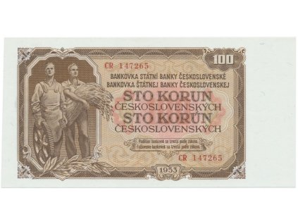 48294 48294 ceskoslovensko 100 koruna 1953 tisk moskva serie cr hej 95a1