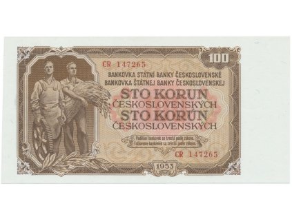 Československo, 100 Koruna 1953, tisk Moskva, série CR, Hej.95a1