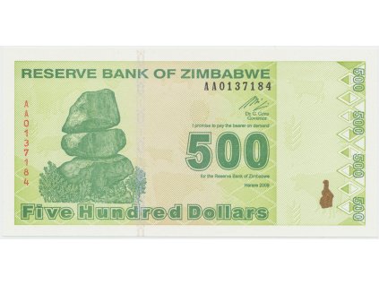 49138 49138 zimbabwe 500 dollars 2009 p 98